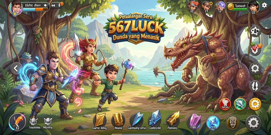 Screenshot 567LUCK menampilkan gameplay petualangan yang penuh aksi.