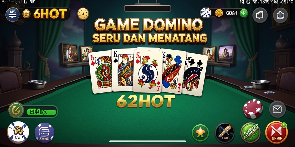 Tampilan gameplay domino yang seru dan interaktif di 62HOT.