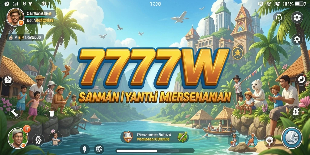 Tampilan gameplay <strong>7777W</strong> yang ceria dan menarik perhatian.