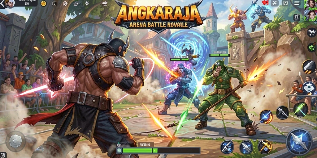 Gameplay mendebarkan di arena Battle Royale ANGKARAJA.