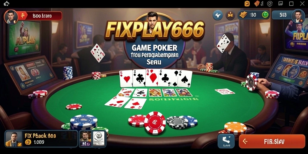 Tampilan gameplay poker FIXPLAY666 yang mengasyikkan dan interaktif.