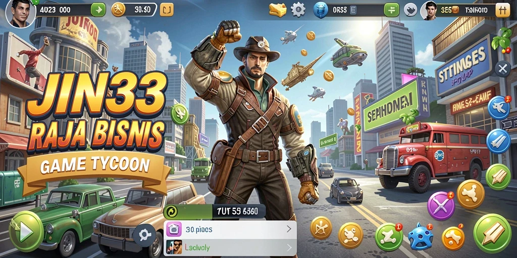 Screenshot gameplay JIN33 yang menunjukkan pengelolaan bisnis yang strategis.