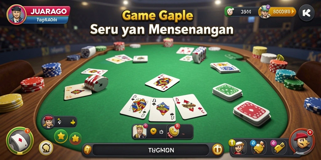 Tampilan gameplay JUARAGO yang menarik saat bermain Gaple.