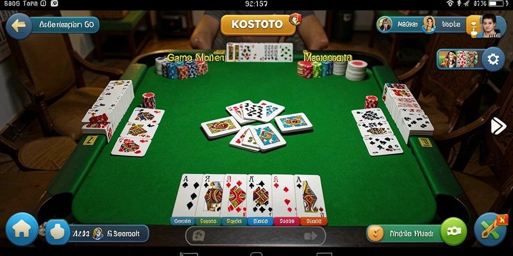 Screenshot gameplay KOSTOTO dengan antarmuka Gaple yang menarik.