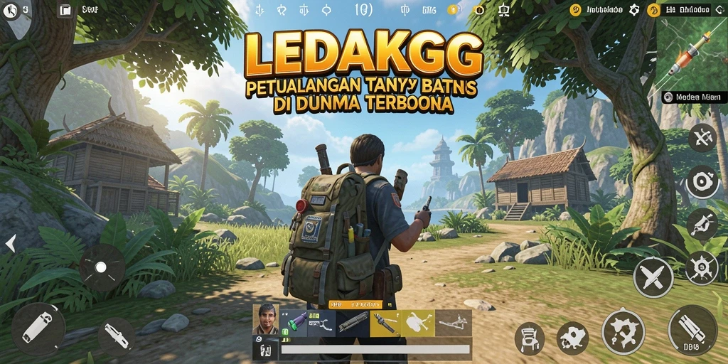 Tangkapan layar gameplay LEDAKGG dalam dunia terbuka yang menawan.