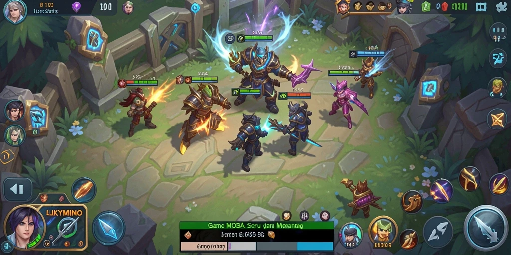 Gameplay seru dalam LUKYMINO dengan karakter hero yang menonjol.