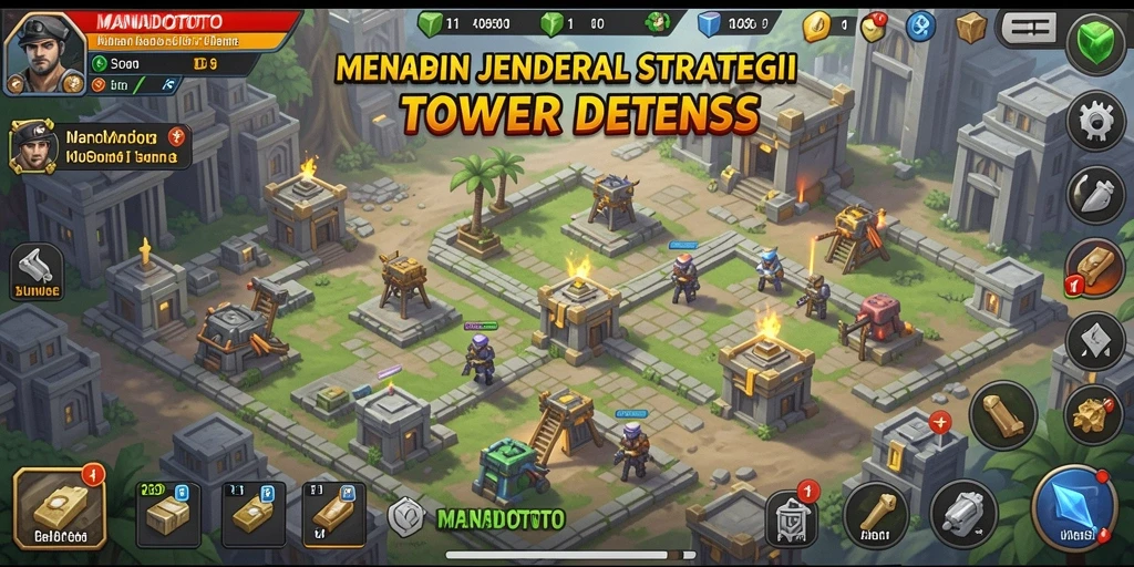 Tampilan gameplay MANADOTOTO dengan aksi Tower Defense yang seru dan menantang.