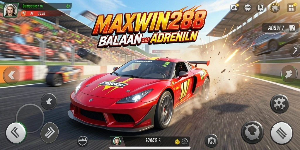 Tampilan gameplay menarik dan seru dari MAXWIN288 saat balapan.