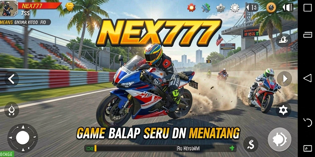 Tampilan gameplay balap motor NEX777 yang mendebarkan.