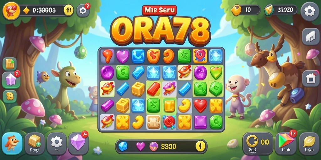 Screenshot ORA78 menampilkan gameplay seru dalam Match-3.