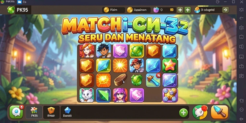 Screenshot menampilkan aksi seru dalam gameplay Match-3 PK95.