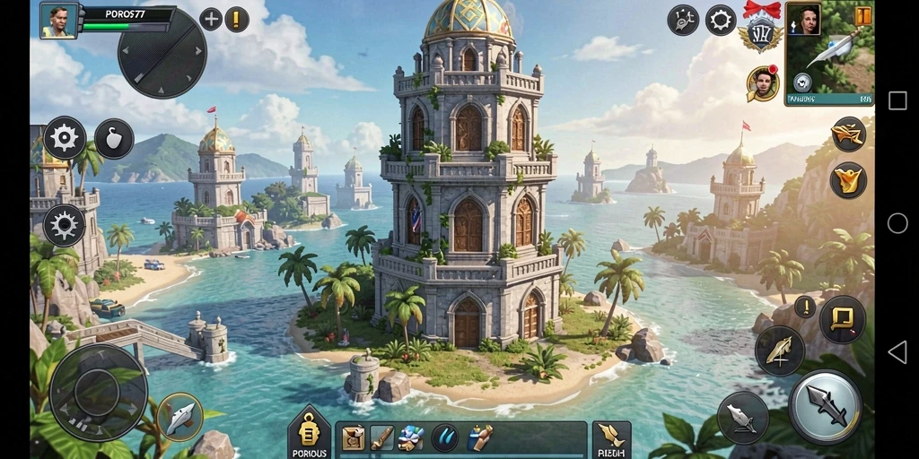 Screenshot POROS77 menampilkan serangan mendebarkan dengan menara bertahan.