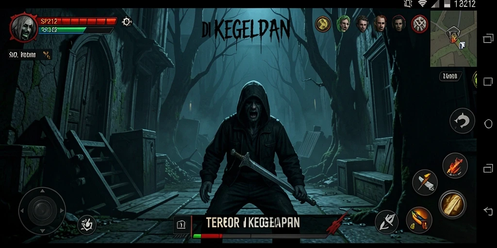 Screenshot gameplay SP212 menampilkan suasana horor yang mencekam.